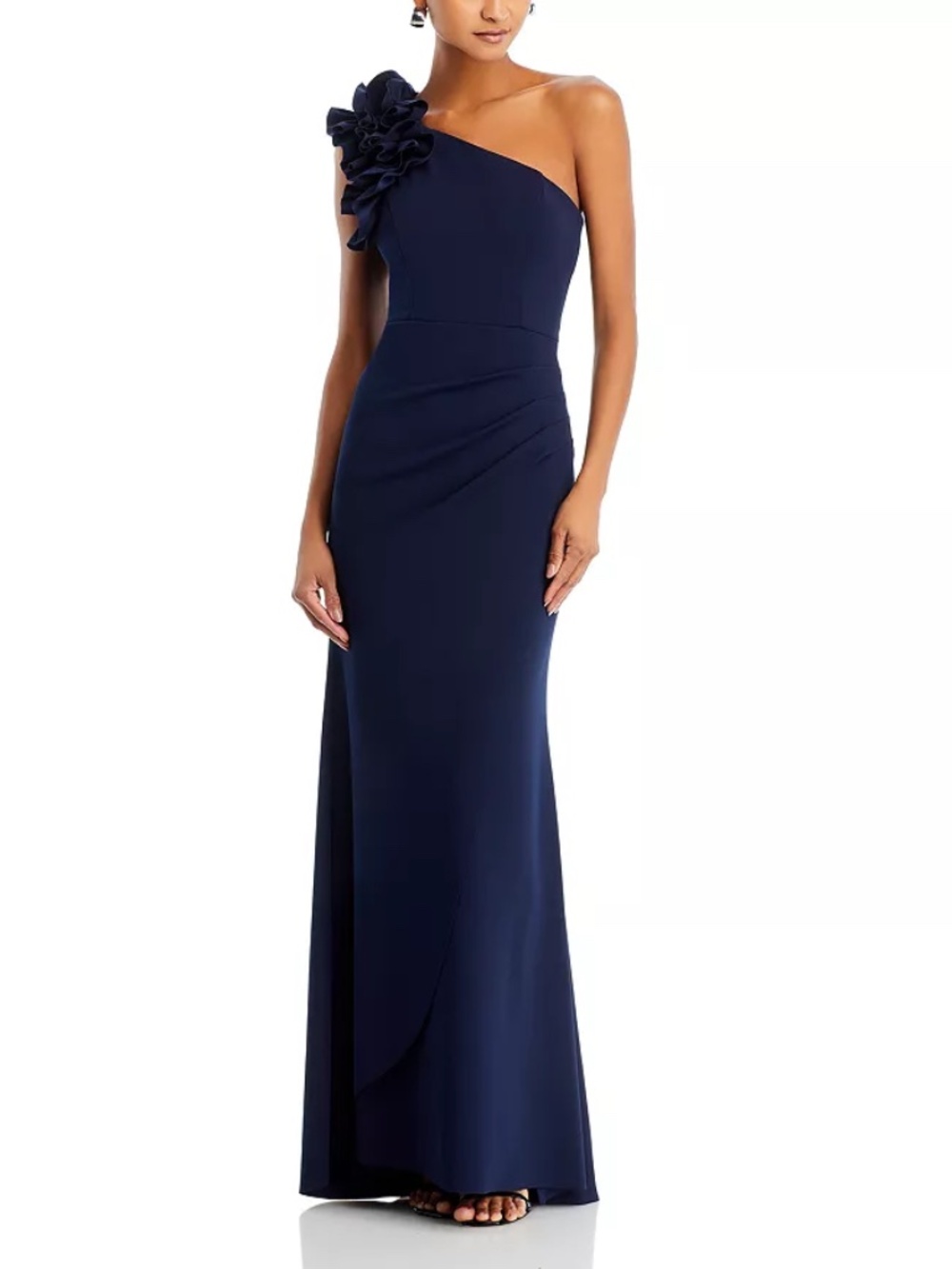 AQUA One Shoulder Ruffle Crepe Gown - Bloomindale’s Exclusive MOB